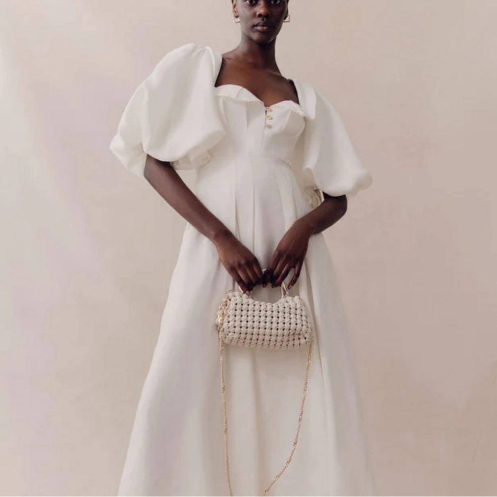 Aje white Jessica frill midi dress in Ivory size AU10